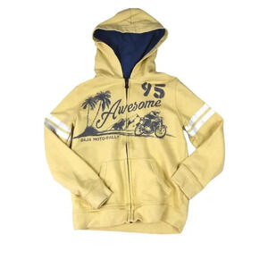 OshKosh Hoodie Size 6 Speed Machine Motorcycle Racer Palm Trees Yellow Stripes